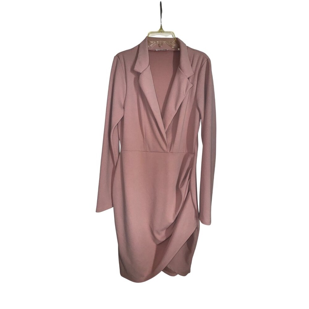 Fashion Nova Womens Long Sleeve Blazer Dress Blush Pink Size XL Sexy Office Date